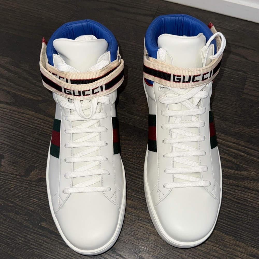 Gucci Leather Ace Stripe High Top Sneaker-523472-Authentic-NIB